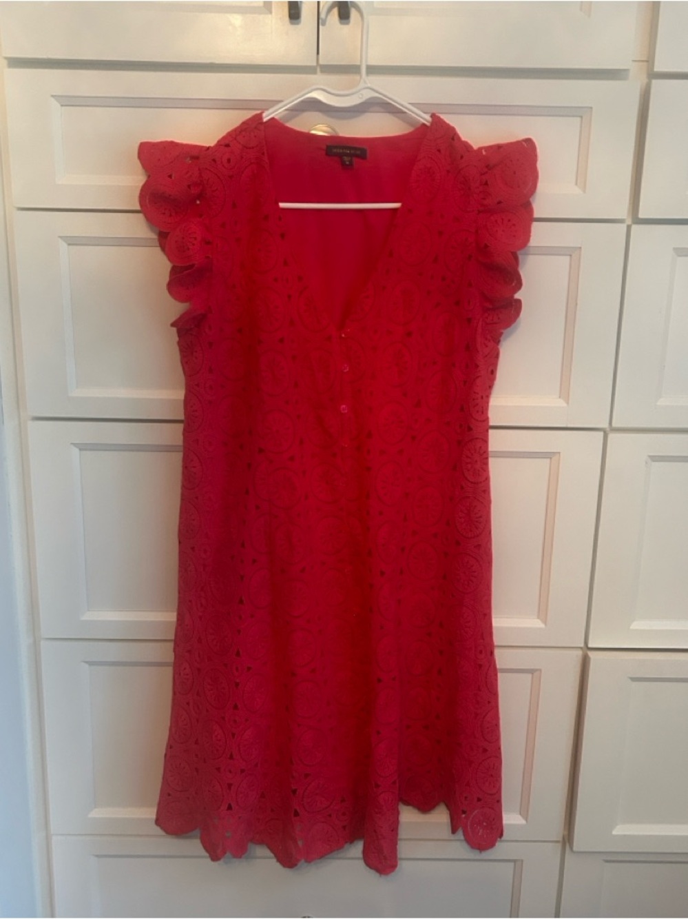 Skies are Blue Raspberry Crochet Dress